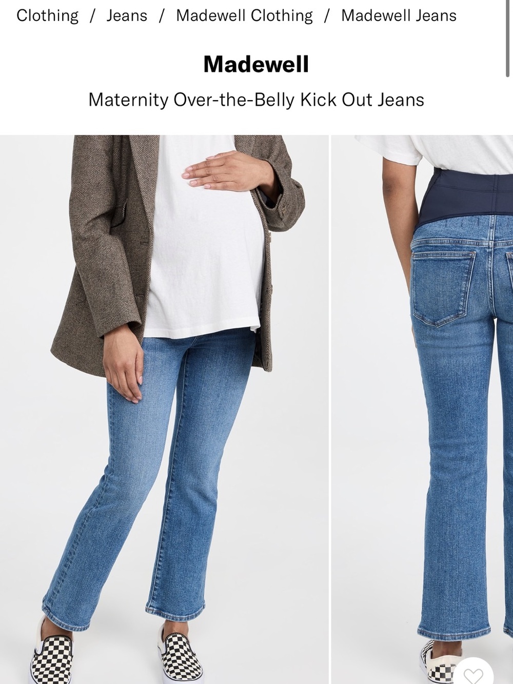 Madewell Navy-Panel Blue Kick-Out Maternity Jeans - Picture 2 of 5